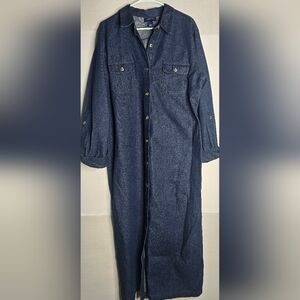 Denim Shirt Dress Charter Club Cotton Size 16 Button up Long